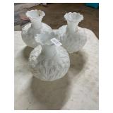 3- white milk glass lamp shades - read