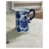 Blue and white pitcher