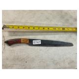 Damascus style straight blade knife w/wood handle