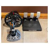Thrustmaster steering wheel, joystick, pedals