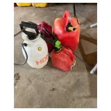 Gas jugs and sprayer lot