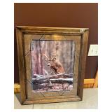 Framed deer jumping picture