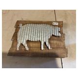 Barnwood and tin pig decor