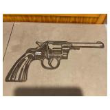 Tin metal pistol sign