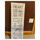 Grateful heart, love, dream truth canvas decor