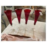 4- red etched crystal Lenox stemmed glasses