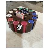 Playing cards and poker chips