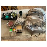 Backpack, utensils, lightbulb lights