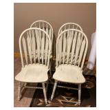 4- white wooden chairs