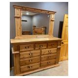 Beautiful solid wood dresser and mirror
