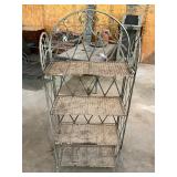 Metal and wicker folding bookcase rack shelf