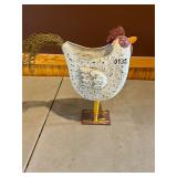 Metal chicken decor figure