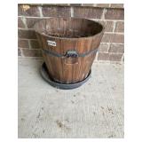 Wooden bucket planter