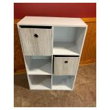 White pressboard cubicle