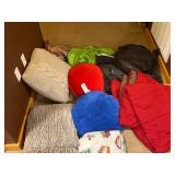Lot assorted blankets, throws, pillows, all