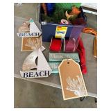 Tote signs, teal, all
