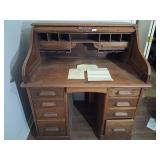 Antique English Oak S Type Roll Top Desk