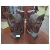 hand carved wooden sculpture book ends