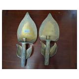 2 beautiful brass ornate vintage candle sconces