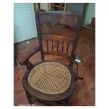 Antique Dining Chair Solid Walnut Cane Seat
