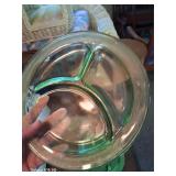 1 Uranium Glass Depression era divided plate