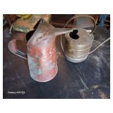 2 Copper water or oil cans - patina
