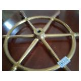 vintage brass shipï¿½s wheel with hardwood handles