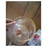 Pink Depression era candy dish w/marbles