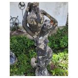Vintage Cement yard art woman carrying water tall