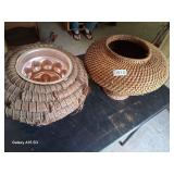 2 wicker rattan style flower pots