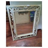 Wicker hanging framed mirror