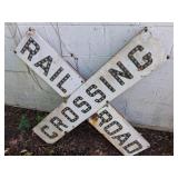 Vintage Railroad Crossing Sign, Cat-Eye Reflectors