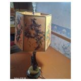 Beautiful cast iron and marble lamp bird shade
