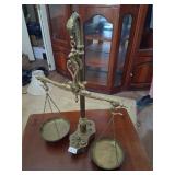 Brass Balance Scale with Dragon Motif & Weights