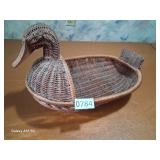 Vintage Wicker Duck Woven Egg Basket rattan