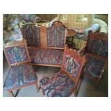 Vintage Carved Wood Parlor Set