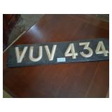 Vintage British License Plate ï¿½VUVï¿½434ï¿½