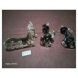 3 Vintage grey smoked murrano glass pieces