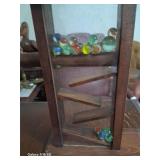 Vintage wooden and glass  marble run with marbles