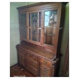 Antique Leaded glass step back cabinet