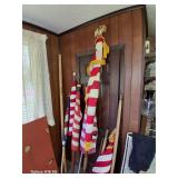 Patriotic lot of indoor flags and flag poles