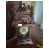 beautiful ornate mantle clock -eagle topper