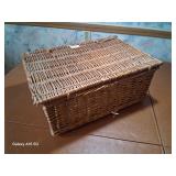 Vintage wicker lidded basket