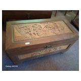 Beautiful hand carved asian cedar chest