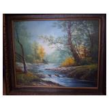 Beautiful Vintage framed Oil on canvas Creek scene