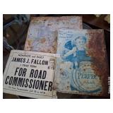 3 Old Patina Signs - Commissioner polirical sign