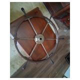 Heavy metal and wood ship steering wheel