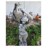 Vintage concrete Woman carrying water statue tall