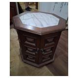 Walnut with Marble Inlays end tabe