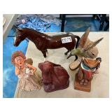 Horse, granny, rabbit, hummingbird decor lot